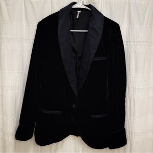 Free People Black Velvet Blazer XS